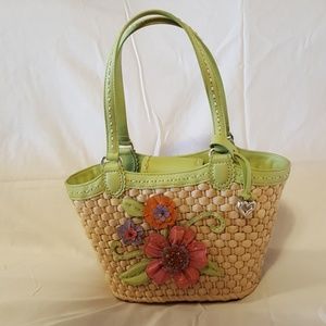 Brighton purse with green leather trim